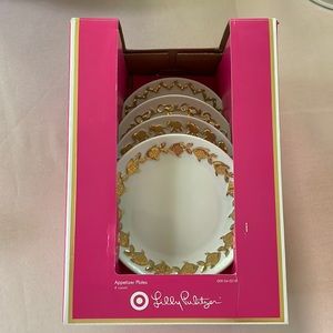 Lilly Pulitzer Porcelain Appetizer Plates, 4 count, New in Box